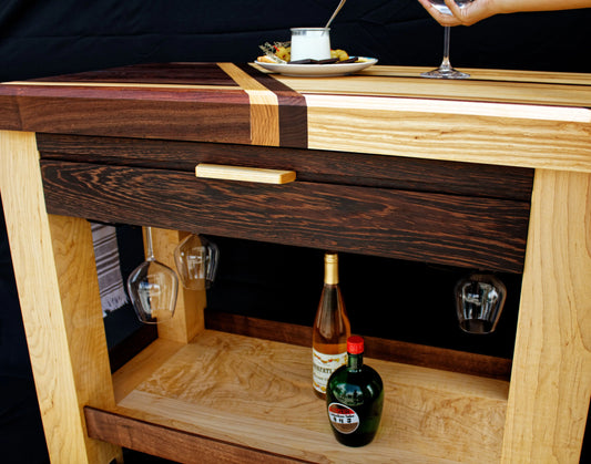 Custom Hardwood Butcher Block Cart: Kitchen Cart | Mobile Wine Bar | Serving Block My Store